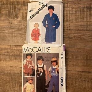 SEWING PATTERN Bundle of 2 children’s McCalls & Simplicity. Size 3 and 3-4 Vtg
